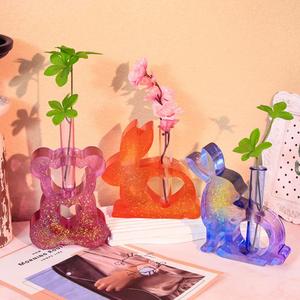 Easter Bunny Flower Device Vase Branch Hydroponic Flower <b>Resin</b> Silicone Mold - Product Image 4