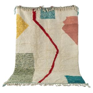 Hand-Knotted Woolen Moroccan Carpet Indian-Style Embroidered Design Washable Persian <b>Rug</b> Indoor Outdoor Use By ITHL - Product Image 5