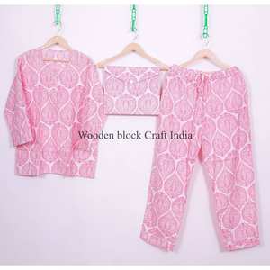 Robe longue vintage 100 % coton à manches longues, imprimée à la main, respirante, taille élastique, décontractée pour femme - Product Image 1