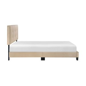 Testiera Regolabile in Altezza Rivestita in Velluto Marrone Chiaro, 1 Pezzo, in Legno Massello, per Camera da Letto - Letto Matrimoniale con Piattaforma e Testiera Trapuntata a Bottoni - Product Image 6
