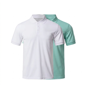 Polo personalizado para hombre, de secado rápido, transpirable, liso, para golf, manga corta, ropa deportiva de poliéster, color verde menta y blanco. - Product Image 1