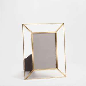 Modern Rectangular Wood Photo <b>Frame</b> Blue <b>Gold</b> Striped Tabletop Vertical Display New Design Tabletop Vertical Display Customized - Product Image 2