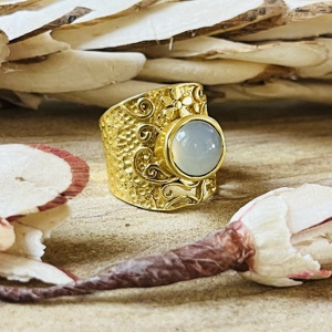 Latest High Demanding Filigree Texture <b>Ring</b> Moonstone Brass 18k Gold Plated <b>Ring</b> <b>Chunky</b> Boho Statement Women Wholesale <b>Ring</b> - Product Image 3