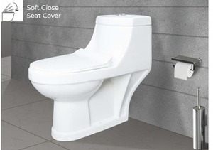 Inodoro duradero de una pieza, 735x380x670mm, diseño ovalado, cerámica blanca, para baño moderno, uso residencial y comercial. - Product Image 5