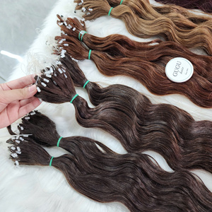 Dernière invention : Extensions de cheveux humains vierges vietnamiens H6, double tirage, ligne invisible, cuticules alignées, micro-boucles, ondulation naturelle, faites à la main - Product Image 3