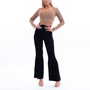 Pantalon large pour femme, couleur unie, broderie personnalisée, impression de logo, service OEM ODM, pantalon évasé pour femme adulte - Product Image 3