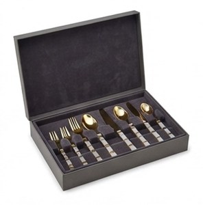 Ensemble de couverts élégants en or avec manches en nacre, compatibles lave-vaisselle, pour mariage et usage quotidien - Product Image 6