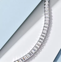 Pulsera de Tenis de Lujo de Platino con Corte Esmeralda de 16 Quilates y 20 cm, de Alta Calidad, para Fiestas Infantiles y Bodas, Joyería Fina de Moda