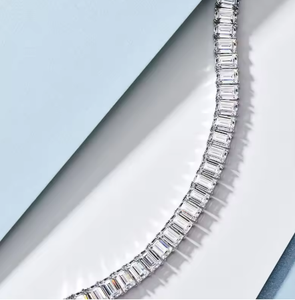 Pulsera de Tenis de Lujo de Platino con Corte Esmeralda de 16 Quilates y 20 cm, de Alta Calidad, para Fiestas Infantiles y Bodas, Joyería Fina de Moda - Product Image 4