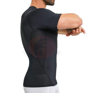 Custom <b>Men</b> Compression Shirts Short Sleeves Moisture Wicking <b>Stretch</b> Fitness Workout Sports Wear OEM Manufacturing Service - Product Image 5