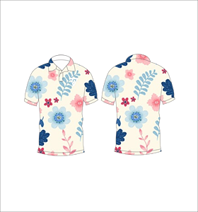 Camisa Polo para Hombre con Estampado Floral Azul Crema y Rosa, Sublimación Personalizada, Manga Corta, Verano, Casual, Transpirable, Ligera, para Golf - Product Image 3