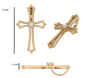 Pendentif croix en or jaune avec diamant naturel rond serti, charme religieux, bijou unisexe pour usage quotidien, style unique, pour elle - Product Image 3
