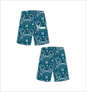 Pantalones Cortos de Baloncesto Personalizados Color Verde Azulado con Patrón Paisley Blanco y Azul Oscuro, Ligeros, Transpirables, de Malla, para Entrenamiento Deportivo y Uso Diario - Product Image 1