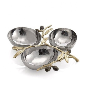 Bols en métal élégants avec branches sur une extrémité, ustensiles de cuisine de pendaison de crémaillère, plat en métal Durable - Product Image 3
