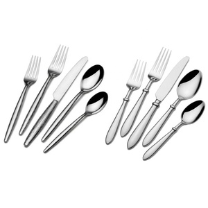 Classique Restaurant Hôtel Couverts Fourchette Cuillère De Luxe Restaurant Haute Ruban Miroir Poli Martelé Poignée Couverts Ensemble - Product Image 3