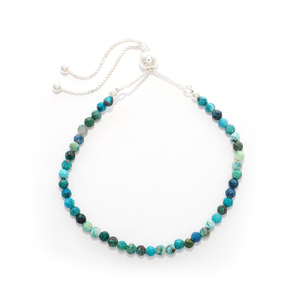 Premium 925 <b>Sterling</b> <b>Silver</b> Trendy Chrysocolla Beads Bolo Bracelet with Soft Flex <b>Wire</b> Box Chain Gift Pack of 6 for Women - Product Image 1