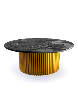 Table basse moderne ronde en marbre avec base en métal doré, pièce d'appoint décorative pour salon intérieur - Product Image 3