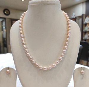 Ensemble collier et boucles d'oreilles Mala en perles véritables de qualité supérieure, élégant, pour femmes et filles, collection pour mariage et fêtes - Product Image 1