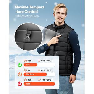 Gilet Riscaldante Elettrico Ricaricabile Leggero da Uomo, 8 Zone di Riscaldamento, Batteria da 16000 mAh per Sport all'Aperto, Gilet Invernale 3 - Product Image 3