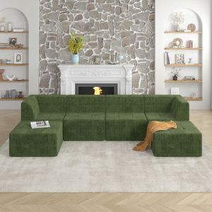 Divano componibile componibile a forma di U in stile minimalista moderno divano letto in velluto a coste verde per camera da letto soggiorno-efficiente in termini di spazio - Product Image 2