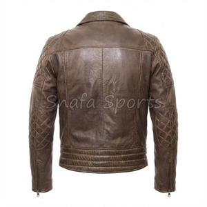 Veste en cuir pour homme, coupe ajustée, style motard, qualité supérieure, tenue d'hiver, design streetwear moderne - Product Image 2