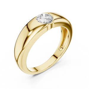 Yellow Gold Round Lab Grown <b>Diamond</b> Bezel Set Solitaire <b>Ring</b> for Women Wedding Engagement Fine Jewelry - Product Image 4