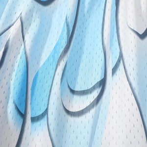 Shorts de sport décontractés pour hommes en toile tricotée à imprimé flamme bleu et blanc, taille mi-haute élastique, respirants et écologiques - Product Image 5