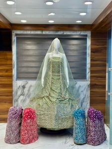 Lehenga en tulle doux de qualité supérieure, orné de pierres Zarkan et de broderies, tenue de mariée indienne et pakistanaise, avec Cancan et Canvas Patta, vente en gros - Product Image 3