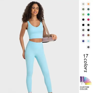 Conjunto Deportivo de Dos Piezas para Mujer, Nylon Sin Costuras, Bra con Talle Alto y Pantalones Acampanados, para Yoga y Fitness - Product Image 5