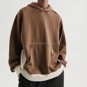 Pull à capuche personnalisé OEM pour hommes 360gsm French Terry 100% coton sans ficelle poids lourd hiver surdimensionné brodé Design - Product Image 1
