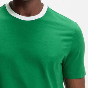 T-shirt pour homme avec col contrasté, matière de haute qualité, design élégant à prix abordable / Service OEM, conception de vêtements décontractés - Product Image 4