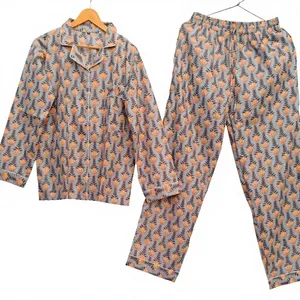 Conjunto de Pijama de Manga Larga con Estampado de Tigre Rojo para Mujer, Cuello Camisero, Largo Completo, Ropa de Dormir Informal y Suave, 100% Algodón Tejido - Product Image 3