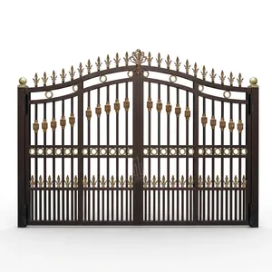 Elegant Decorative Iron Main Gate With Ornamental Metal Design Luxury Double Door Residential Entrance Security Gate - Product Image 1