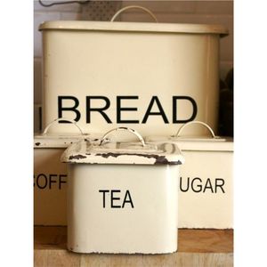 Vintage Metal Bread Box <b>Kitchen</b> Food <b>Storage</b> Container Pastel Enamel Steel Countertop Bread Bin Air Tight Lid Organizer Box Jars - Product Image 2