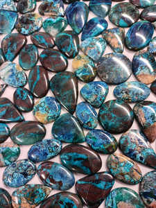 Chrysocolla พลอย Cabochons แท้,พลอยคริสตัล Cabochons สำหรับเครื่องประดับหลังแบนเกรดสูง - Product Image 3