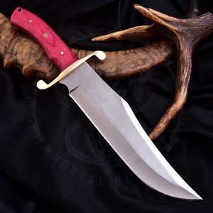 Cuchillo de Caza Bowie de Acero 440C Hecho a Mano al por Mayor (ODM/OEM) con Mango de Madera Exótica y Empuñadura Plateada para Camping y Actividades al Aire Libre - Product Image 2