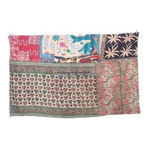 Indian Kantha <b>Quilt</b> Pure Cotton Bedspread Indian Sari Vintage Gudri Indian Reversible Hand Stitched Heavy <b>Throw</b> Old Sari Blanket - Product Image 3