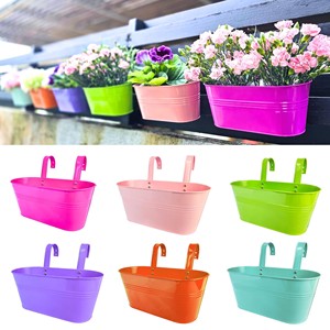 Colorful Metal <b>Rectangle</b> Traditional Balcony <b>Planters</b> Wholesale-Rainbow Hanging Plant Pots India - Product Image 2