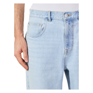 Jean droit bleu clair pour homme, taille mi-haute, coupe classique, en denim de coton décontracté, idéal pour le printemps - Product Image 4