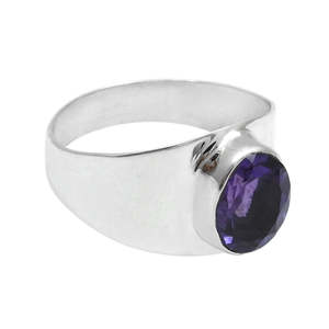 Anillo de estilo bohemio clásico para mujeres y hombres, anillo de plata de ley 925 con piedra preciosa de amatista, anillo bohemio hecho a mano. - Product Image 1