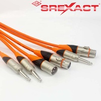 Conector de Audio XLR Macho Profesional SREXACT IP65 Impermeable 3P/15A, Pines de Latón Plateados, Acabado de Carcasa en Níquel Mate, PA 3m