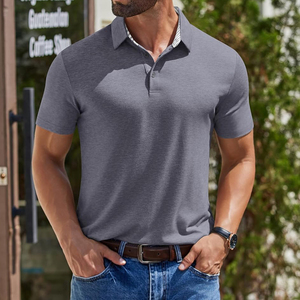 Polo homme gris rayé, nouveau design 2026, forte demande, disponible en plusieurs couleurs / Fabricants de polos personnalisés - Product Image 4