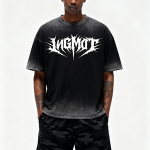 เสื้อยืดพิมพ์ลายสกรีนทรงโอเวอร์ไซส์สำหรับผู้ชาย ผ้าคอตตอนหนา ตัดเย็บแบบไหล่ตก ขายส่ง - Product Image 4