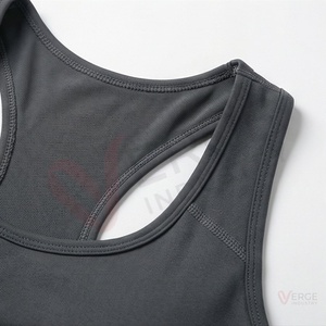 Women Seamless Yoga Set 2 Piece Racerback Sports Bra High Waist <b>Leggings</b> With <b>Pockets</b> Dark Gray - Product Image 4