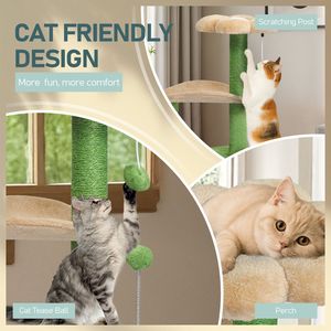 Torre per Gatti a Più Livelli da 33 Pollici con Posatoio Curvo e Cuccia Imbottita per Gattini, Ideale per Arrampicarsi - Product Image 5