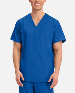 Uniforme Médico de Manga Corta, de Poliéster y Algodón, Colores Sólidos, Estilo Dividido, para Hombres y Mujeres - Product Image 2