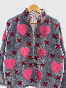 Veste en coton brodée à la main à motifs floraux, col mandarin, manches longues, grande taille, style chic prairie pour femmes, automne - Product Image 4