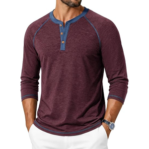 <b>Men</b>’s Long Sleeve Henley <b>Polo</b> Shirt, Slim Fit Cotton <b>Top</b> with Contrast Trim, Casual Button <b>Neck</b> Shirt for Daily Wear - Product Image 5