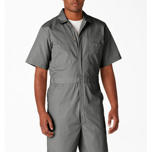 Combinaison de travail pour homme, grise, à manches courtes, résistante, en polyester respirant, avec poches - Product Image 3
