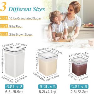 10-Piece Airtight Flour and Sugar Storage Container <b>Set</b> Large BPA-Free Food <b>Canisters</b> for Pantry Organization Hand Crafted - Product Image 5